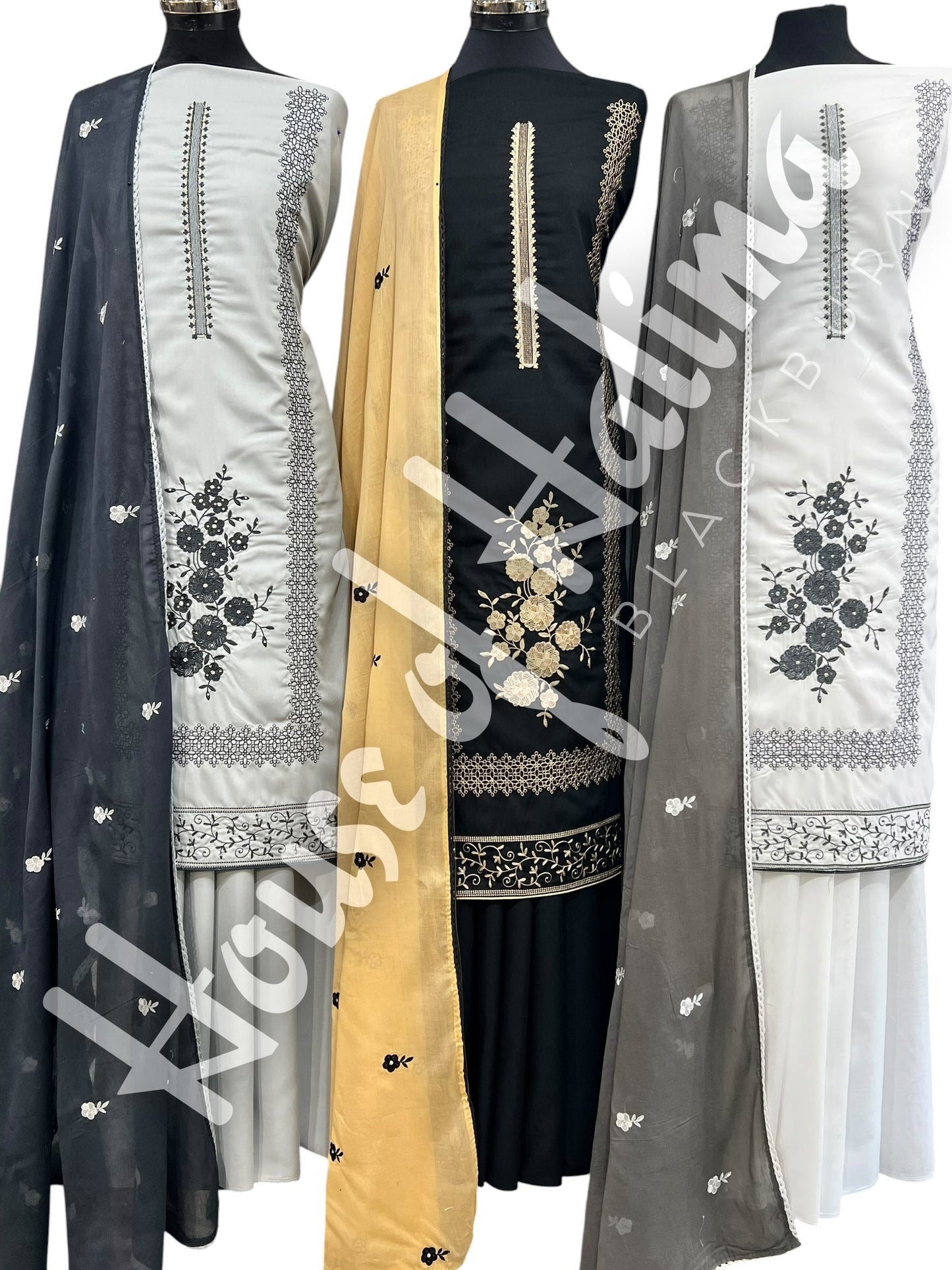 Embroidered cottons 3pcs