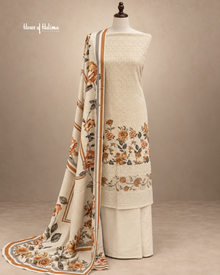 Jacquard 3-Piece Floral Embroidered Unstitched Suit