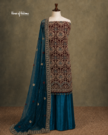 Embellished Net 4 Piece Asian Mehndi Occasionwear Suit