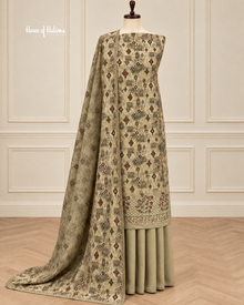 Printed Alpine 3 Piece Winter Suit with Embroidered Daaman and Matching Shawl