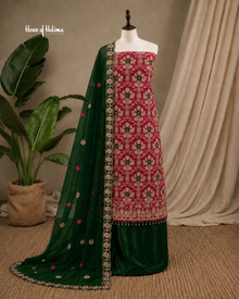 Embellished Net 4 Piece Asian Mehndi Occasionwear Suit
