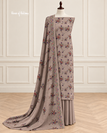 3 Piece Unstitched Alpine Suit – Floral Printed Kameez, Plain Shalwar & Burnout Shawl