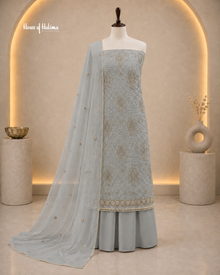 Gold Embellished Georgette 4 Piece Asian Occasionwear Suit