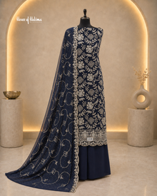 Embroidered Georgette 4 Piece Unstitched Asian Occasionwear Suit
