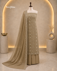 Silver Embroidered Georgette 4 Piece Asian Occasionwear Suit