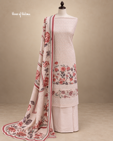 Jacquard 3-Piece Floral Embroidered Unstitched Suit