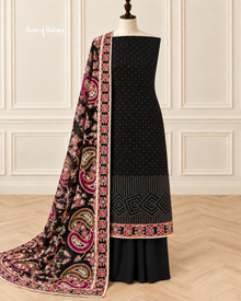 Georgette 3 Piece Suit with Embroidered Multicoloured Dupatta