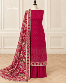 Georgette 3 Piece Suit with Embroidered Multicoloured Dupatta