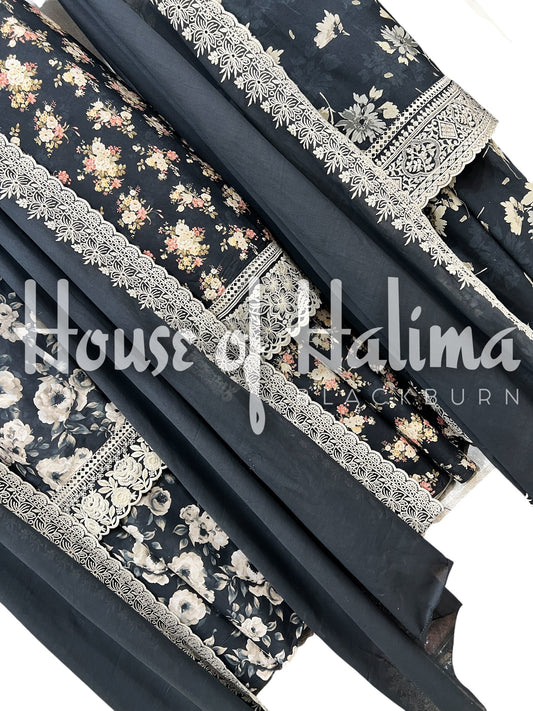 Full print embroidered cottons 3pcs