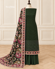 Georgette 3 Piece Suit with Embroidered Multicoloured Dupatta
