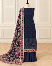 Georgette 3 Piece Suit with Embroidered Multicoloured Dupatta