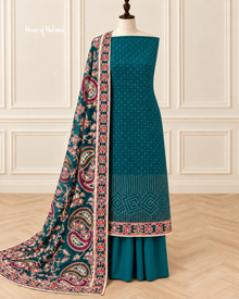 Georgette 3 Piece Suit with Embroidered Multicoloured Dupatta
