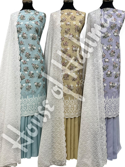 Chikankari cottons 3pcs