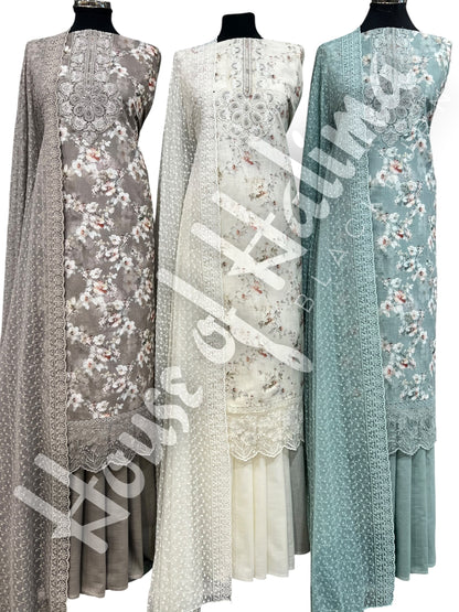 Embroidered cotton slub 3pcs