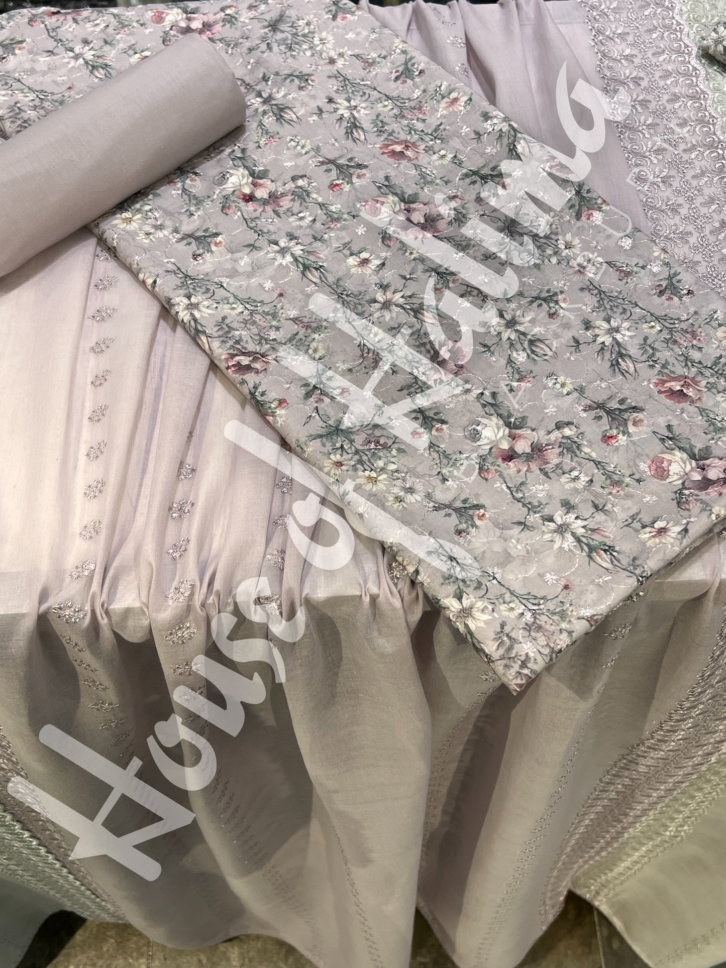 Embroidered cotton lawn 3pcs