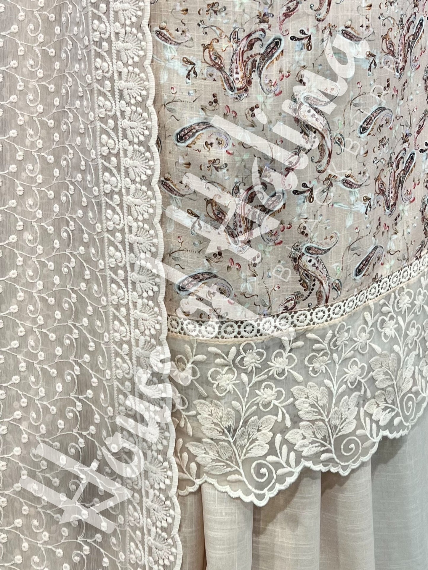 Embroidered cotton slub 3pcs