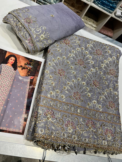 Partywear raw silk 4pcs