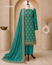 Embroidered Shisha Silk 4 Piece Asian Occasionwear Suit