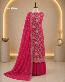 Embroidered Georgette 4 Piece Unstitched Asian Occasionwear Suit