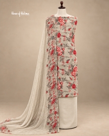 French Crepe Statement Floral Printed Unstitched Suit