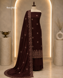 Gold Embroidered Shisha Silk 4 Piece Asian Occasionwear Suit