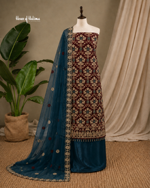 Embellished Net 4 Piece Asian Mehndi Occasionwear Suit