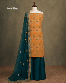 Embellished Net 4 Piece Asian Mehndi Occasionwear Suit