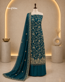Embroidered Raw Silk 4 Piece Asian Occasionwear Suit