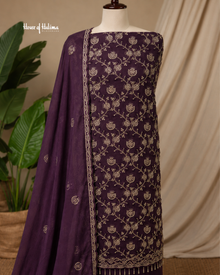 Embroidered Raw Silk 4 Piece Asian Occasionwear Suit