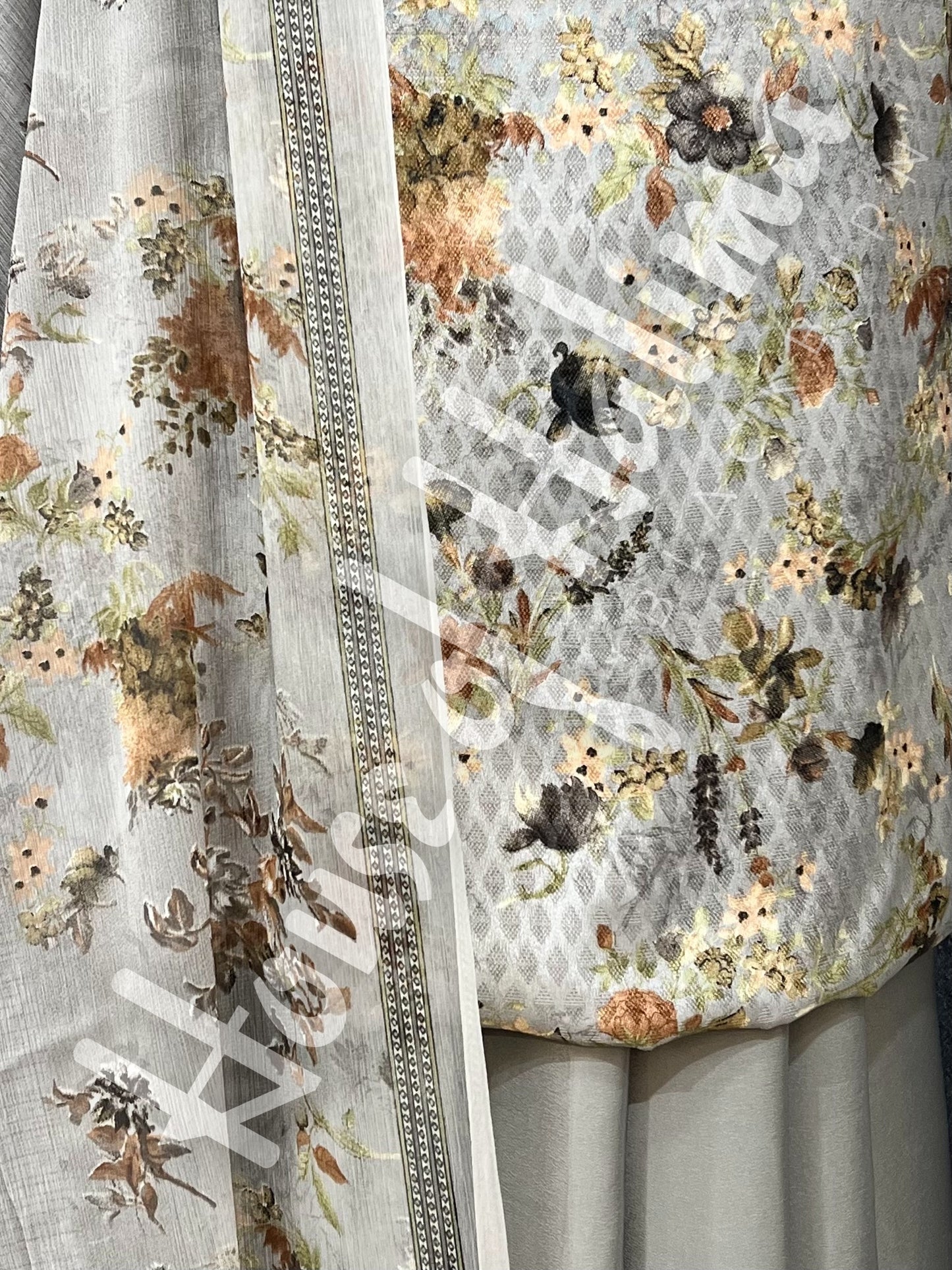 French crepe print 3pcs