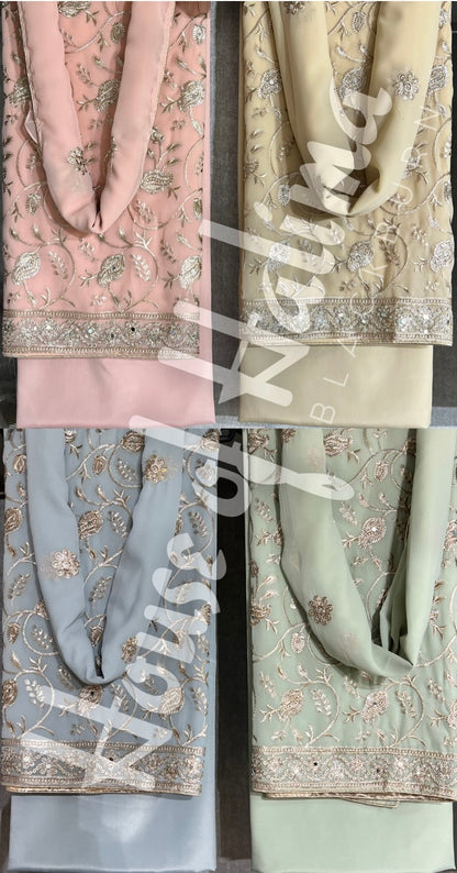 Embroidered georgettes 4pcs
