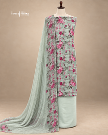 French Crepe Statement Floral Printed Unstitched Suit