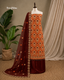 Embellished Net 4 Piece Asian Mehndi Occasionwear Suit