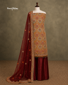Embellished Net 4 Piece Asian Mehndi Occasionwear Suit