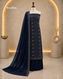 Silver Embroidered Georgette 4 Piece Asian Occasionwear Suit