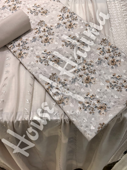 Embroidered cotton lawn 3pcs