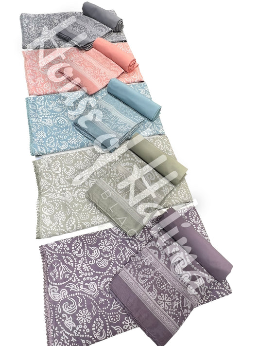 Printed cotton lawn 3pcs