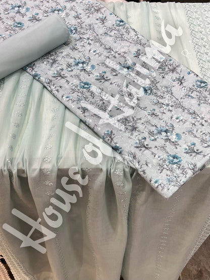 Embroidered cotton lawn 3pcs