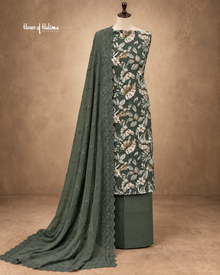 Floral Printed 3-Piece Unstitched Suit with Embroidered Dupatta
