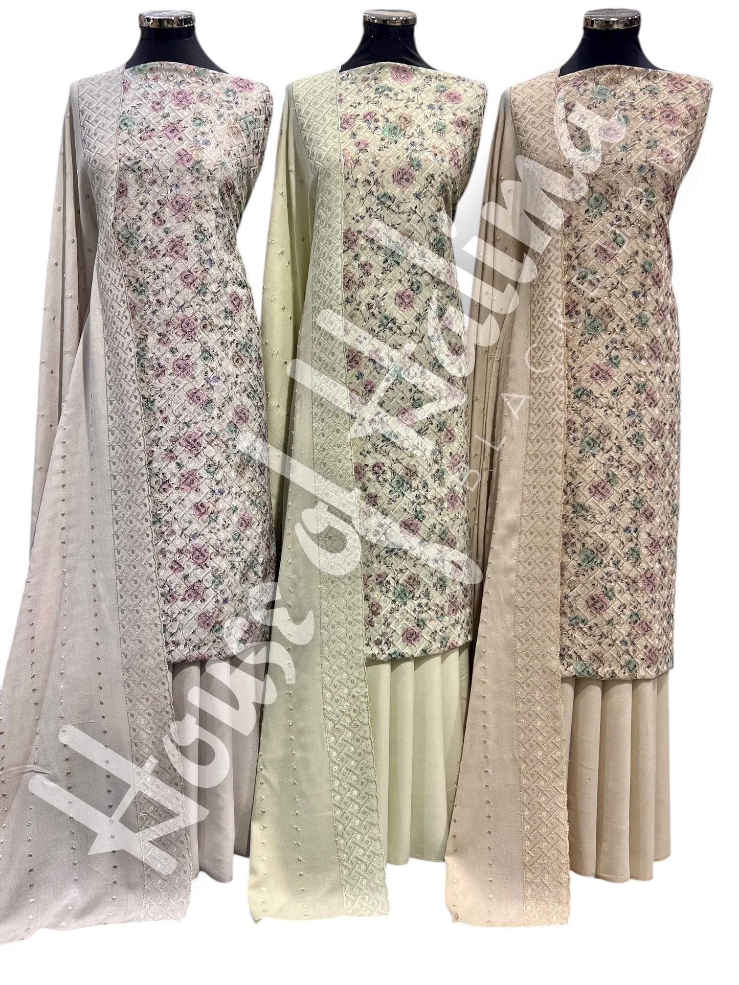 Chikankari pastel alpines 3pcs (D.123)