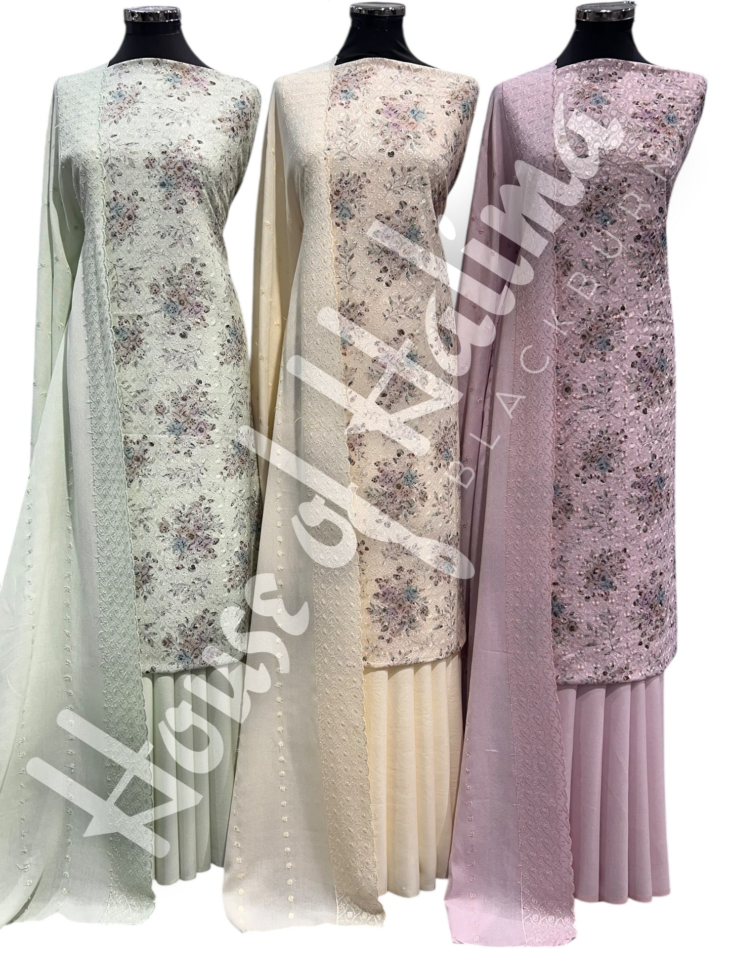 Chikankari pastel alpines 3pcs (D.106)