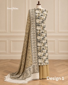 3 Piece Unstitched Alpine Winter Suit – Printed Kameez, Trouser & Woven Shawl | 3 Designs