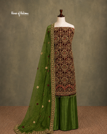 Embellished Net 4 Piece Asian Mehndi Occasionwear Suit