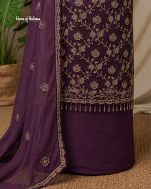 Embroidered Raw Silk 4 Piece Asian Occasionwear Suit