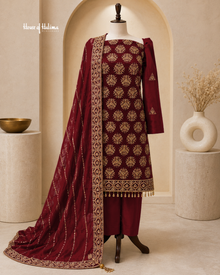Embroidered Shisha Silk 4 Piece Asian Occasionwear Suit