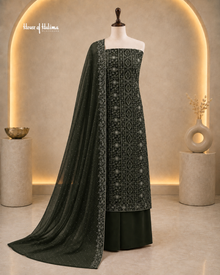 Silver Embroidered Georgette 4 Piece Asian Occasionwear Suit
