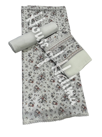 Printed cotton lawn 3pcs