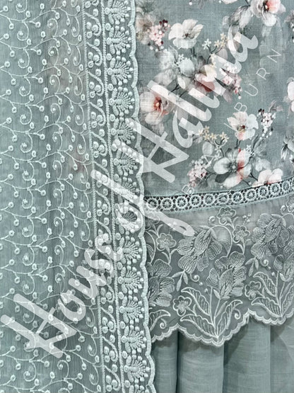 Embroidered cotton slub 3pcs