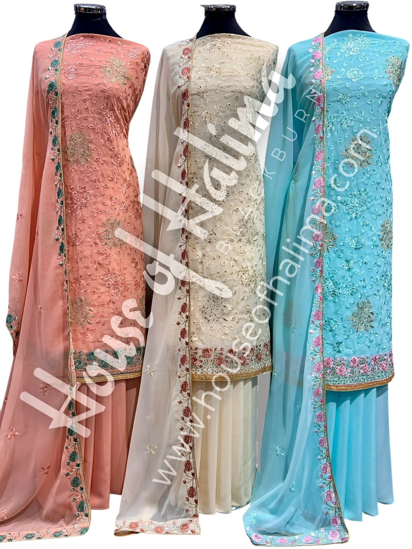 Embroidered georgettes 4pcs