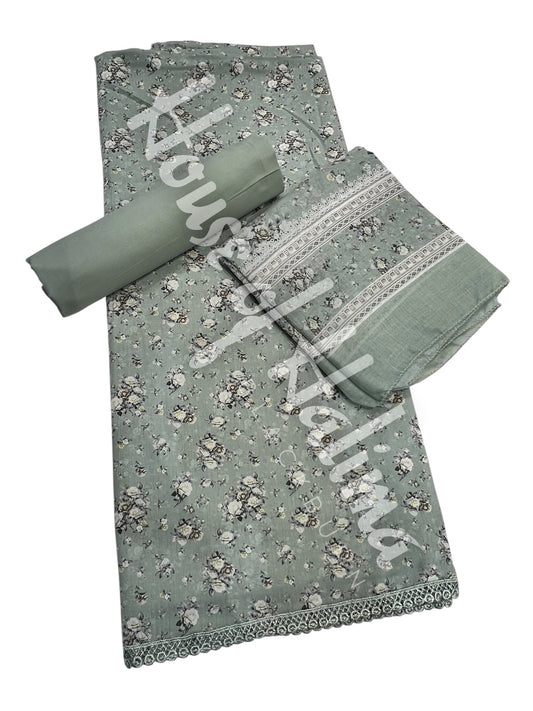Printed cotton lawn 3pcs